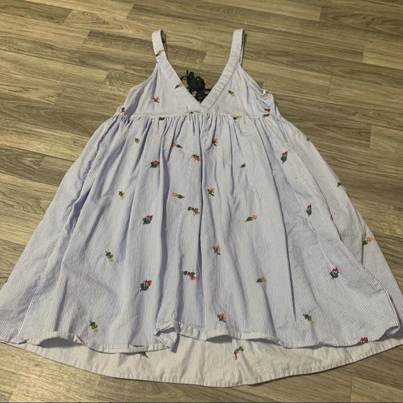 Zara Trafaluc  Collection Blue White Dress W/Floral Prints - Picture 9 of 10